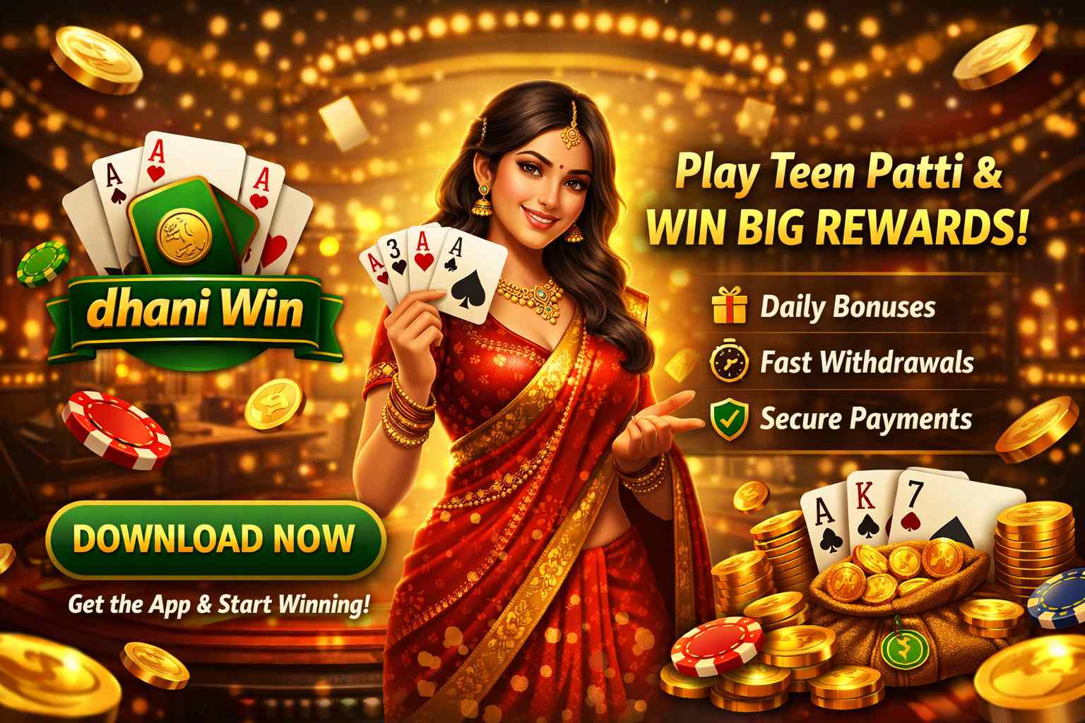 Dhani Win — Play Teen Patti and Win Big Rewards with daily bonuses, fast withdrawals and secure payments